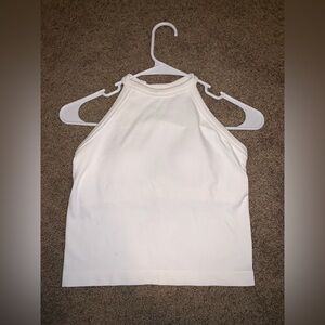 White low cropped work out shirt with bra pads